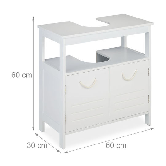 Relaxdays Blat cu Lavoar L60xW60xH30cm Alb