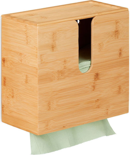Relaxdays Wooden Paper Towel Holder Brown 26x27x13cm 10045316
