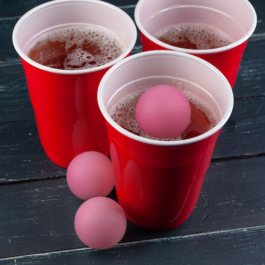 Beer Pong Balls 100 Pieces Pink Plastic Approximately 40 Mm