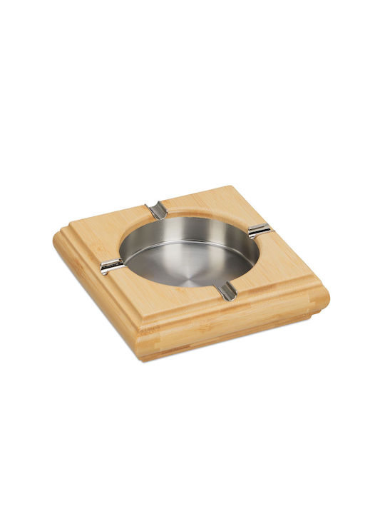 Bamboo Steel Ashtray 4 Cigarette Holders 4 X 15 X 15 Cm Brown Grey Bamboo Steel Ashtray 4 Cigarette Holders 4 X 15 X 15 Cm Brown Grey