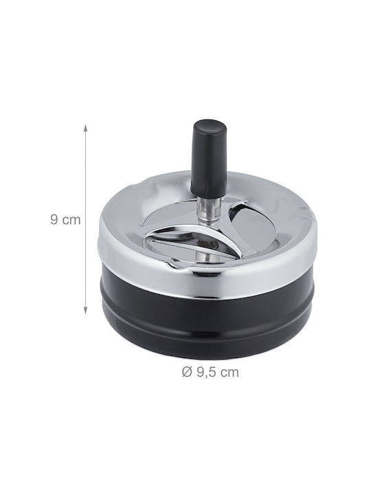 Metal Ashtray Button Rotating Disc 9 X 9.5 Cm Black Gray