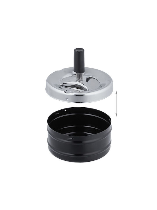 Metal Ashtray Button Rotating Disc 9 X 9.5 Cm Black Gray