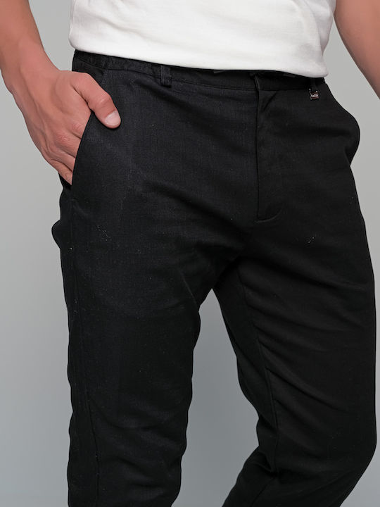 Matteo Ανδρικό Παντελόνι Ελαστικό Slim Fit Μαυρο