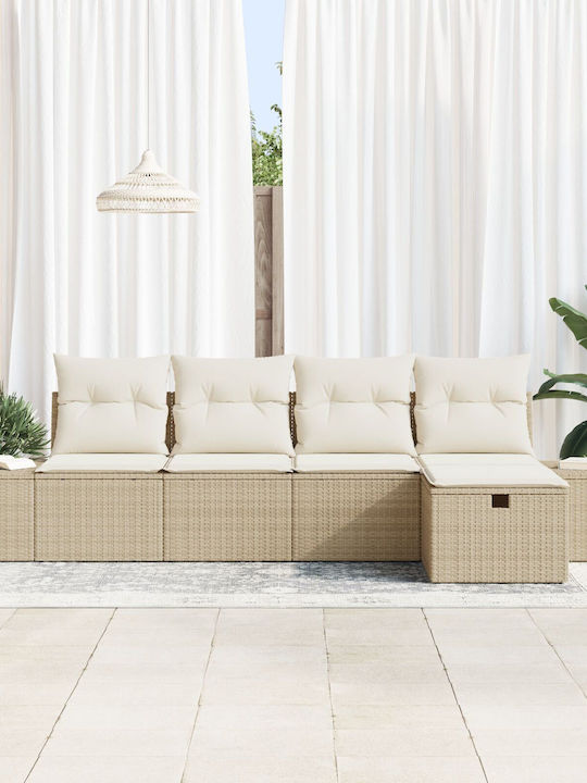 Corner Sofa Outdoor Rattan with Pillows 55x62x69cm
