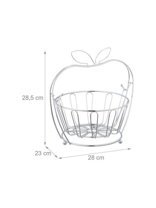 Relaxdays Fruit Bowl Metallic Silver 28.5x28x23cm