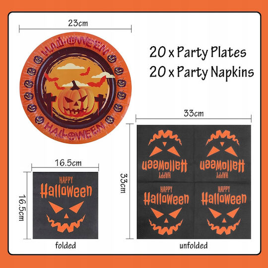 Halloween Partygeschirr Platte für 20 Stück