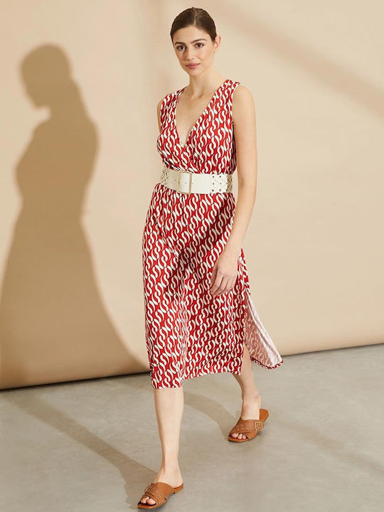 Sommer Midi Wickel Damenkleid Rot