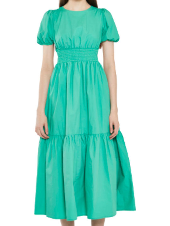 Rochie De Vară Pentru Femei Midi Cu Volane Verde