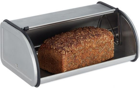 Relaxdays Brotkasten mit Deckel Inox Gray 33.5x20.5x13.5cm