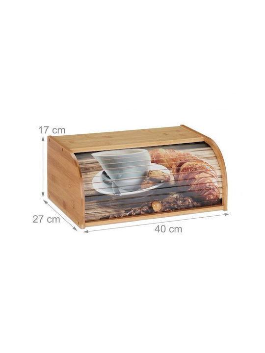 Relaxdays Cutie de pâine cu capac din bambus Bej 40x27x17cm