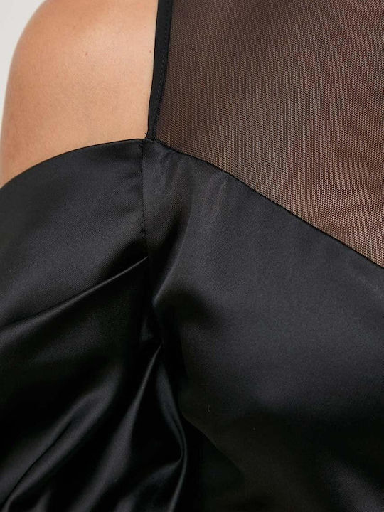 Mini Abendkleid mit Transparenz Schwarz