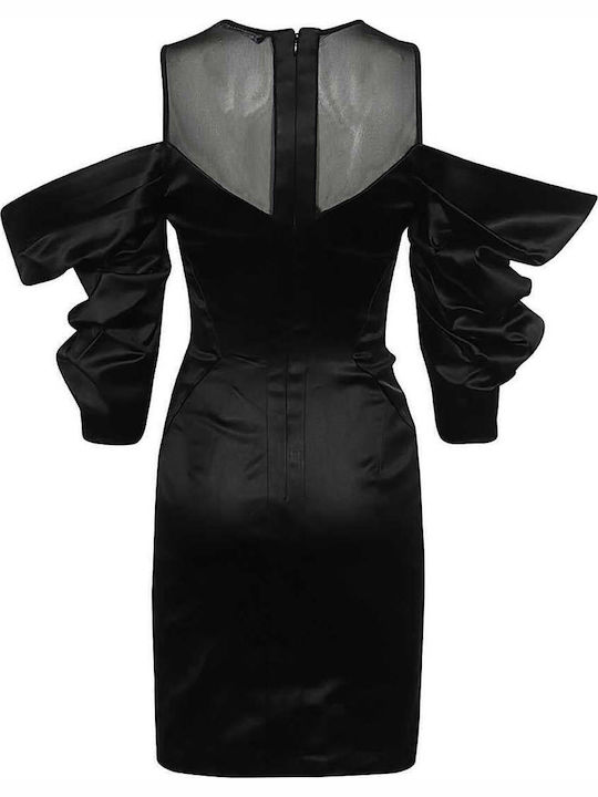 Mini Abendkleid mit Transparenz Schwarz