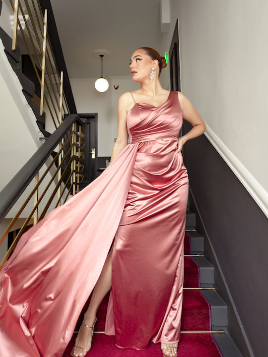 Rochii De Vară Pentru Femei Maxi Rochie Pentru Nuntă Botez Satin Roz