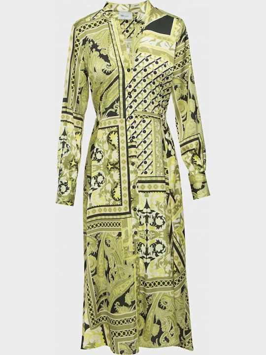 Midi Hemdkleid Kleid mit Schlitz Druck