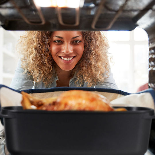Relaxdays Aluminum Baking Pan with Lid Non-Stick Interior Coating 22x39cm