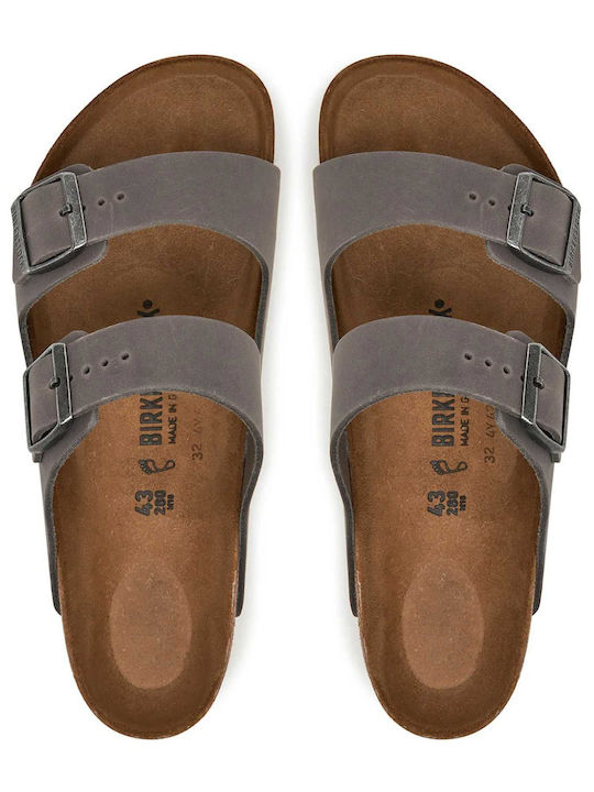 Arizona Leder Herrensandalen in Gray Farbe
