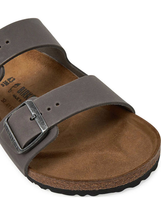 Arizona Leder Herrensandalen in Gray Farbe