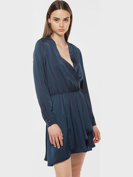 Karim Mini Hemdkleid Wickel Blau