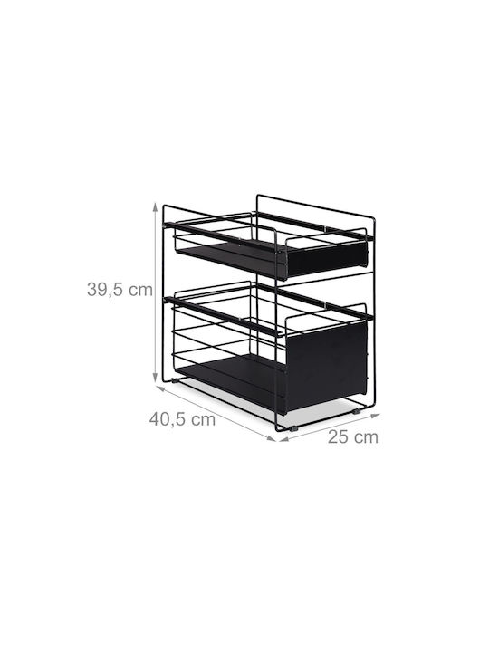 Relaxdays Rafturi de baie Raft Baie Metal cu 2 Rafturi 39.5x25x40.5cm Neagră