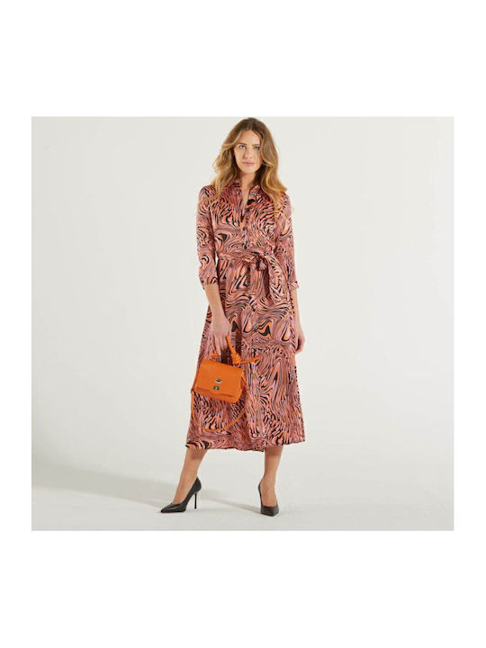 Amimone Summer Midi Shirt Dress Satin