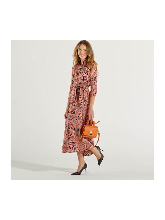 Amimone Summer Midi Shirt Dress Satin