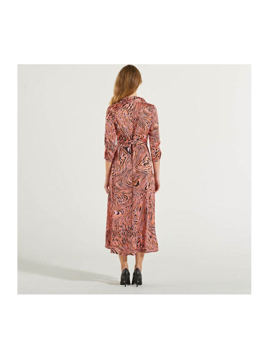 Amimone Summer Midi Shirt Dress Satin