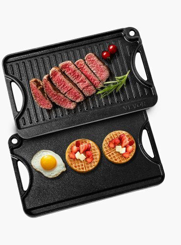 Vevor Fontă Grătar de Gătit Non-Stick - Antiaderent 35.56cmx21.59cmcm.