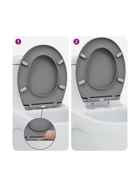 vidaXL Plastic Soft Close Toilet Seat Gray 37cm