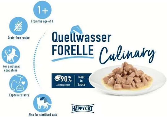Happy Cat Nasses Katzenfutter für Erwachsene Katzen in Dose mit Forelle Fisch und Fleisch ohne Getreide 85g