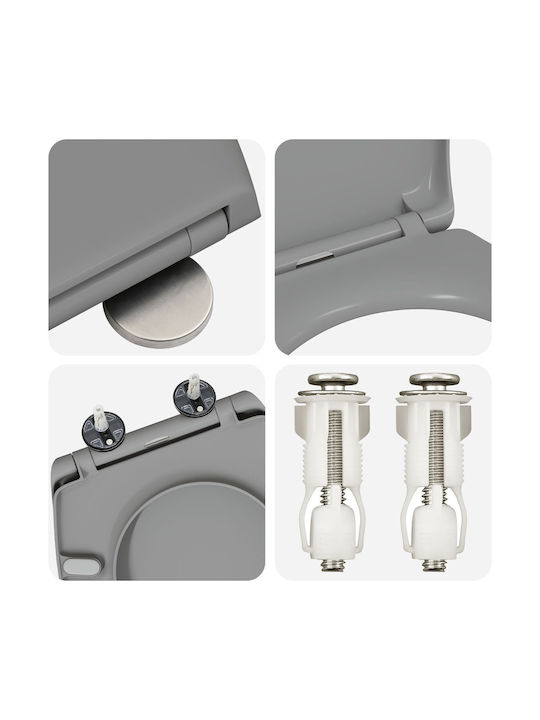 vidaXL Plastic Soft Close Toilet Seat Gray 37cm
