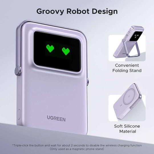 Ugreen PB571 Външна Батерия 5000mAh 18W с USB-C Изходен Порт Power Delivery Лилава