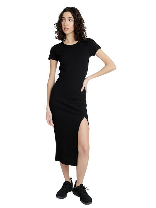 Summer Midi Dress with Tearing Black