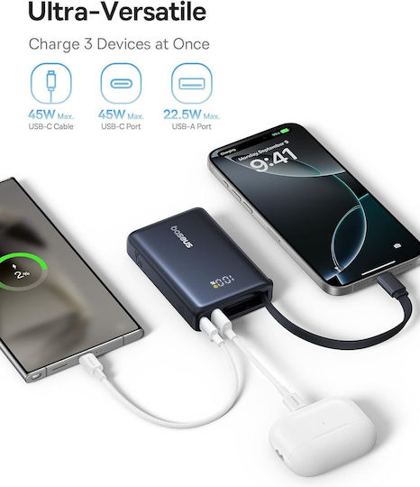 Baseus PicoGo Power Bank 10000mAh 45W с USB-C порт Power Delivery Черен
