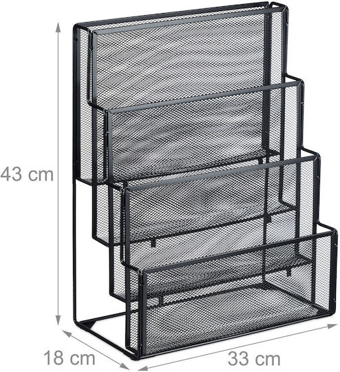 Document Holder 4 Compartments 43 x 33 x 18 cm Black