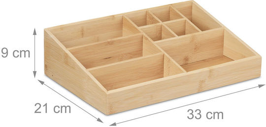 Schreibtisch-Kosmetik-Organizer 9 Fächer Verschiedene Größen Bambus 9 x 33 x 21 cm