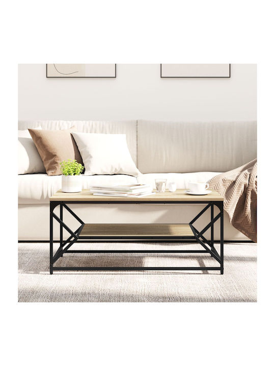 Rectangular Central Coffee Table Made of Solid Wood Brown W90xD50xH40cm