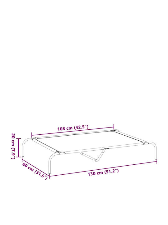 vidaXL Υπερυψωμένο Κρεβάτι Σκύλου Μαύρο 130x80εκ.