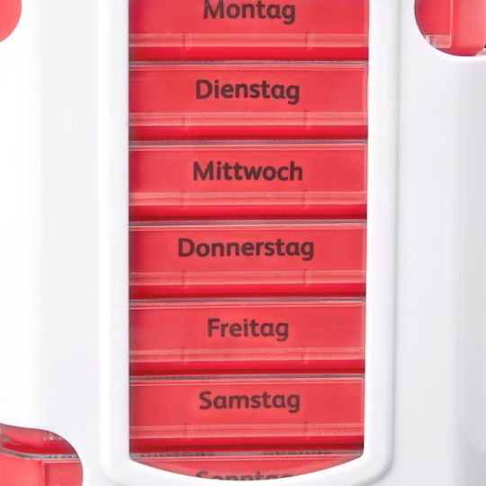 Cutie Pills Weekly Medication Organizer Relaxdays Detachable Containers 4 Compartments White Red 13 X 11.5 X 4.5 Cm
