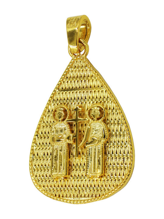 Roloi Kaliamanis Pendant Kids Talisman Double Sided Konstantinato made of Gold 14K PM1270