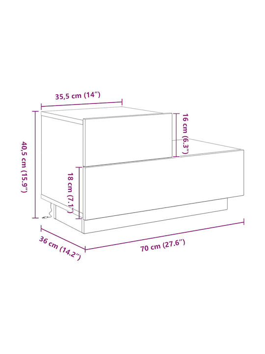 Nachttisch Black oak 70x36x40.5cm