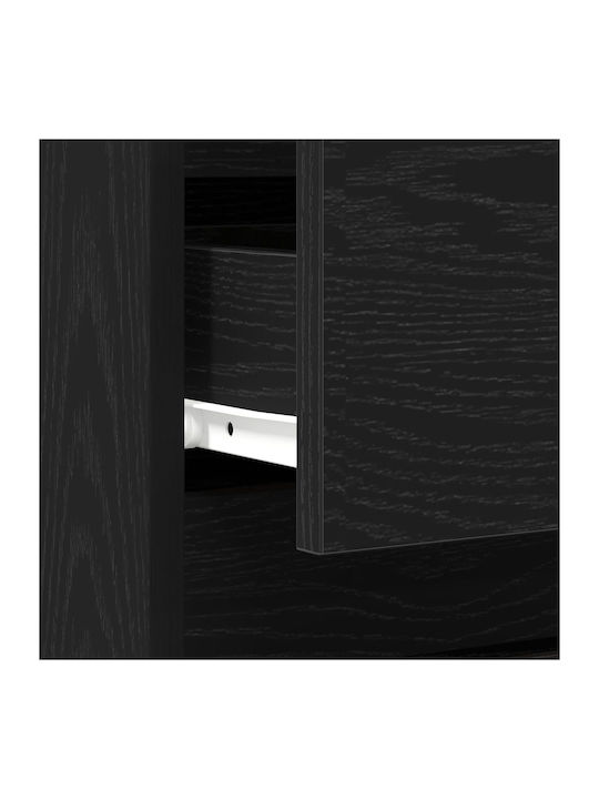 Wooden Bedside Tables with Metal Legs Black Oak 2 Pieces 40x35x50cm