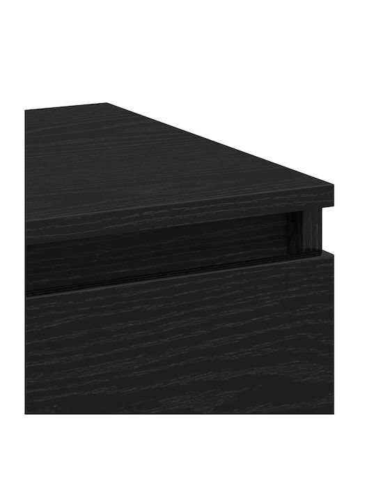 Wooden Bedside Tables with Metal Legs Black Oak 2 Pieces 40x35x50cm