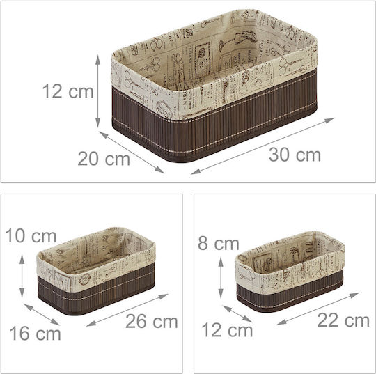 Relaxdays Wooden Storage Box with Lid Beige 3pcs