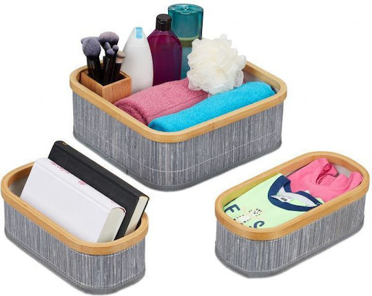 Relaxdays Wooden Storage Box with Lid Beige 3pcs