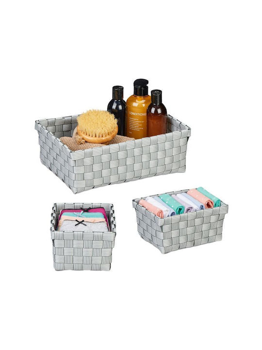 Relaxdays Kunststoff Aufbewahrungsbox mit Deckel Gray 3Stück