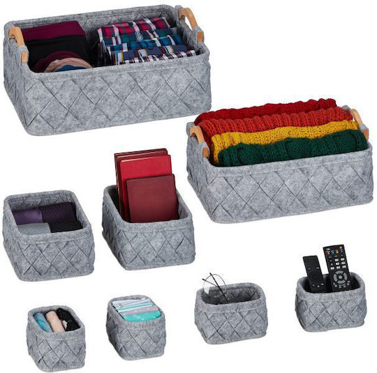 Relaxdays Plastic Cutie de Depozitare cu Capac Gri 8buc