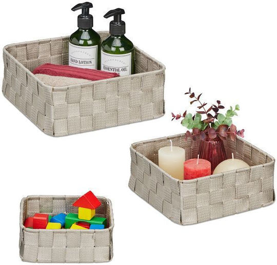 Relaxdays Plastic Storage Box with Lid Gray 3pcs