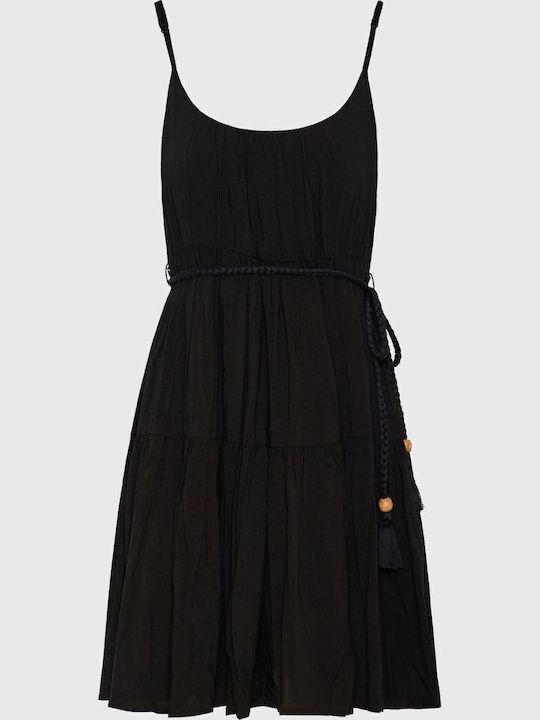Summer Mini Dress with Ruffles Black FBL011-101-13-Black
