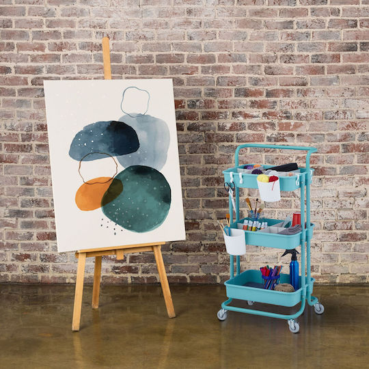 Relaxdays Metallic Kitchen Trolley Blue 43x43x42cm