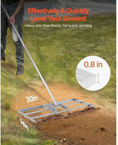 Vevor Ράβδος Εξομάλυνσης Γκαζόν 14x30in Ρυθμιζόμενη Λαβή 78in Cppzpekcgk146np8iv0